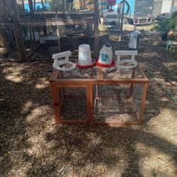 Chicken Run, Feeder, Water Dispensary,  And 2 Bucket Roosts