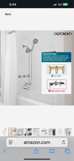 gotonovo 3 Handle Tub Shower Faucet Set, Dual Shower Head and Handle Set, Bathtub and Shower Faucet Combo,Shower System Nickel and black C51
