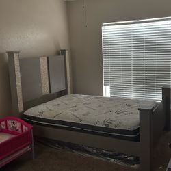 Modern Glam Bed Frame with Bamboo Memory Foam Mattress