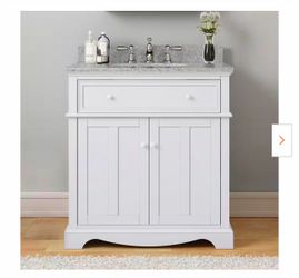 Fremont 32 in. Single Sink Freestanding White Bath Vanity with Grey Granite Top (Assembled)