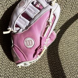 Wilson 10" T-Ball Leather Glove Pink White HOPE Breast Cancer Awareness RHT