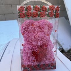 pink flower bear valentines gift for sale
