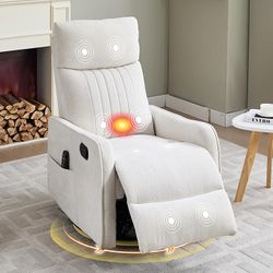 Manual Swivel Rocker Recliner Chair for Adults, Overstuffed Glider Chair for Nursery with Massage
