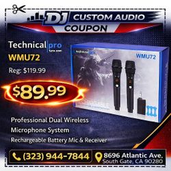 Profesional Dual Mic Set VHF Wireless Microphone Rechargeable Adapter 1/4" Vocal Karaoke DJ 🚨 Payment Options Available 🚨 No Credit Needed 🚨 