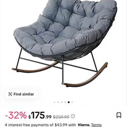 Comfort Large Rocking Chairs with Thick Cushion, GRAND PATIO E-Coated Papasan Chair for Porche