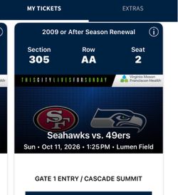 Seahawks vs 49ers $350