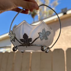 Candle Holder Crystal With Leaf Designs 
