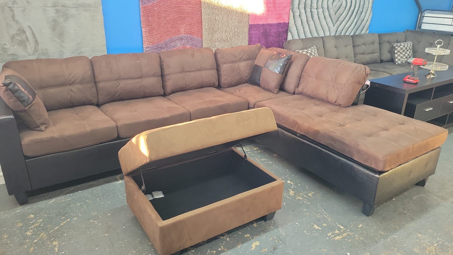 Sectional couch with ottoman $799