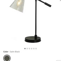 Collective Design By Stylecraft Black With Glass Shade Desk Lamp