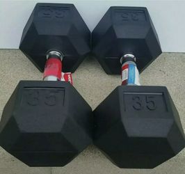 Weider Hex Rubber 35 lb Dumbbell Weights Set of 2 (70 lbs Total) Free Shipping