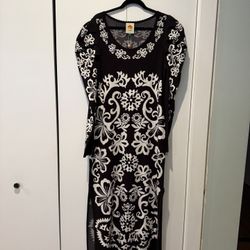 Farm Rio Extra Large, New With Tags, Black, White Sweater Dress