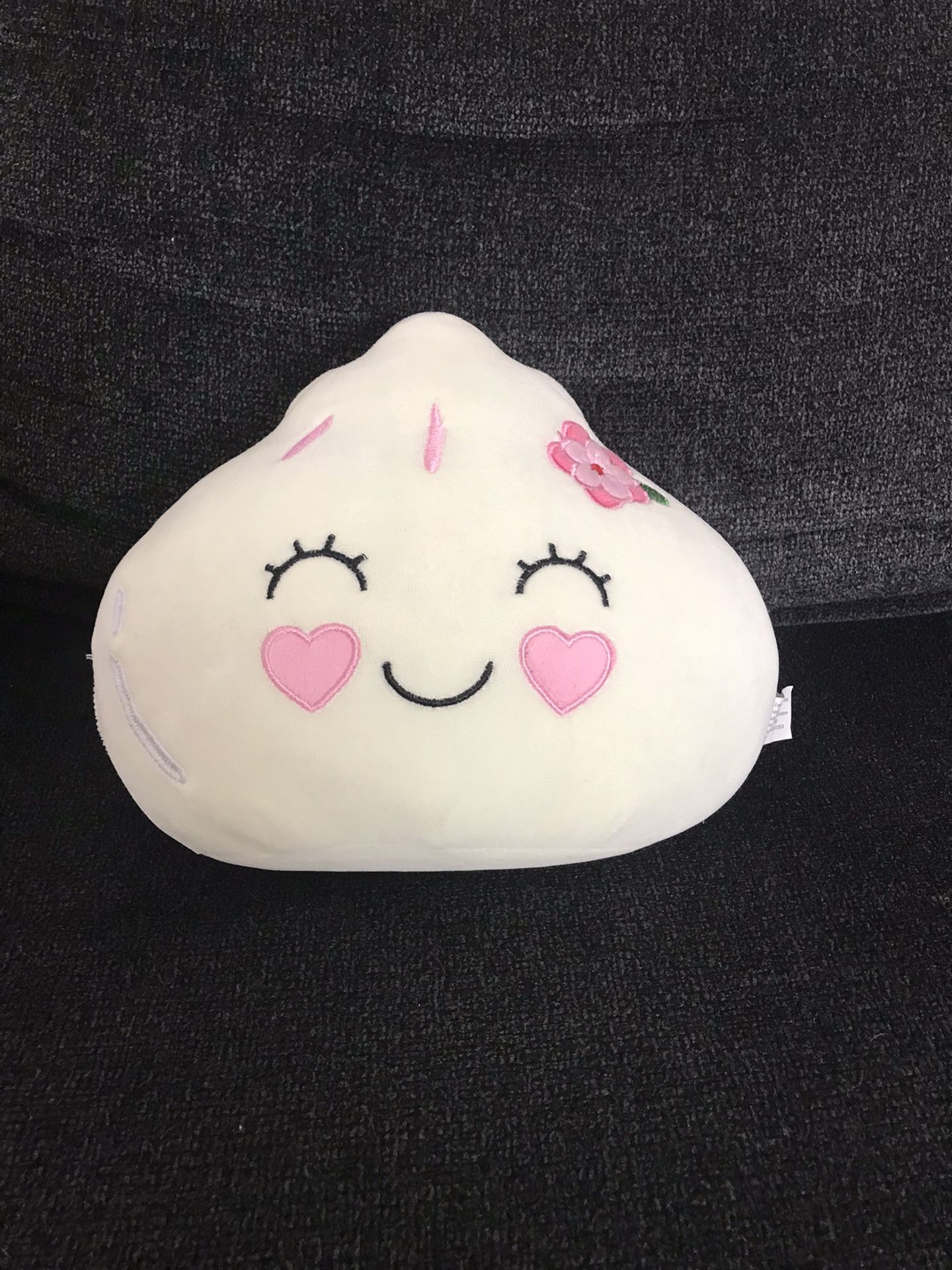 Squishmallows Dumpling Plush. Pink Hearts Cheeks And Flower