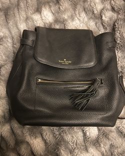 Kate spade Black Leather Drawstring Backpack