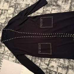 Women’s Long Open Studded Cardigan Sweater Size large 