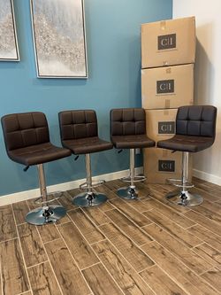 4 Brand New Brown Bar Stools 