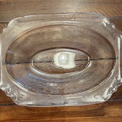 Federal Glass Madrid Pattern Vegetable Serving Bowl Clear Depression Glass 10"