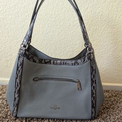 Beautiful Gray Snake print Leather Coach Kristy Shoulder Bag Purse