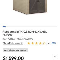 7 X 10.5 Rubbermaid Roughneck Shed