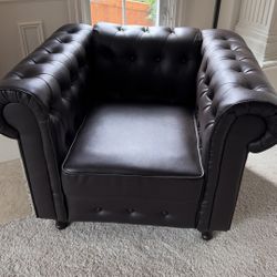 Chesterfield Single Sofa Chair for Living Room, Mid Century Arm Chair W/Rolled Arms, Tufted Cushion X 2 
