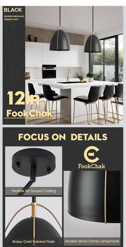 Black dome pendant light fixture