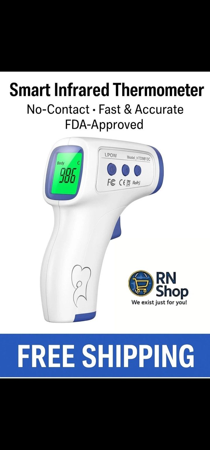 Digital Infrared Thermometer – Non-Contact Forehead & Object Temperature Reader
