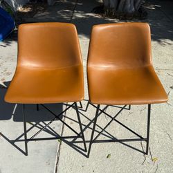 NEW - brown leather bar stools (2)