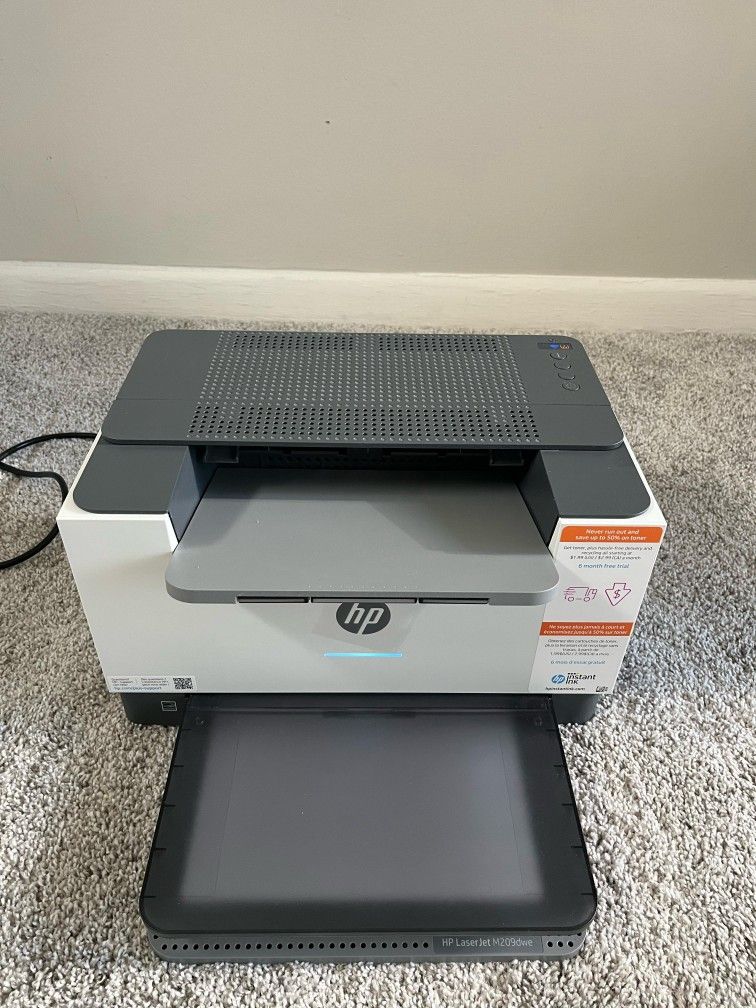 LaserJet HP Printer + Black Steel Printer Table