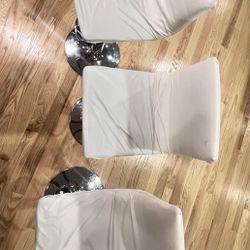 3 Adjustable Barstool White Cover 