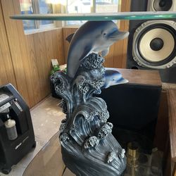 Dolphin Pedestal Glass Accent Tables