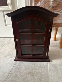 Small Wood Display Cabinet with Glass Door