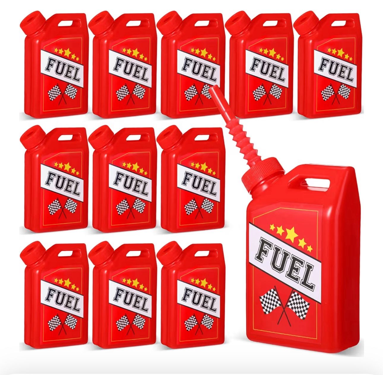 Mifoci 12 Pack Race Car Fuel Can Cups Set 11 oz Car Fuel Can Drinking Cups with Straw Racing Car Theme Birthday Party Favor