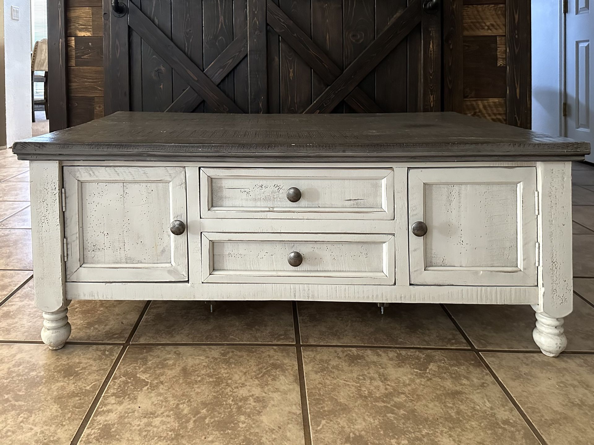 Stonegate 50” Two-Tone Double Sided Coffee Table With Lots Of Storage!