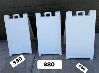 Used Plasticade Deluxe Signicade Folding A-Frame Sign Stands.