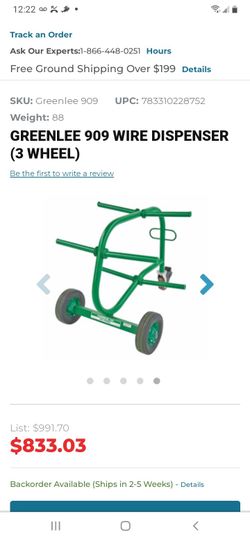 Greenlee 909 Wire Cart For 2500' reels