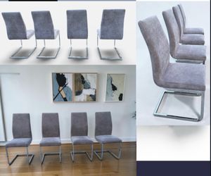 Modern Gray & Crome Dining Chairs - Set 4