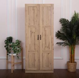 [Brand New & Unopened] 5-Shelf Oak Wood Freestanding Cabinet