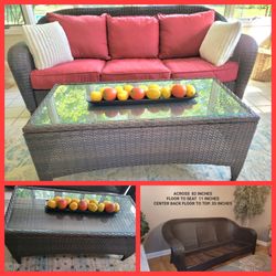Couch resin newer pillows and coffee table. .FIRM