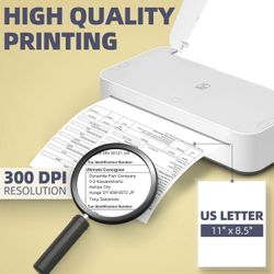 HPRT GT1 Thermal Transfer Inkless Printer for Home Use, Wi-Fi Connection Supports 11"x8.5" US Letter 300DPI High Resolution Printer (GT1-White)