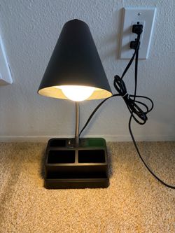 Used Mainstays Desk Lamp with Organizer, USB Port & Outlet - Includes Bulb