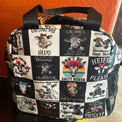 New heifer, cow funny insulated lunch bag. Great gift!