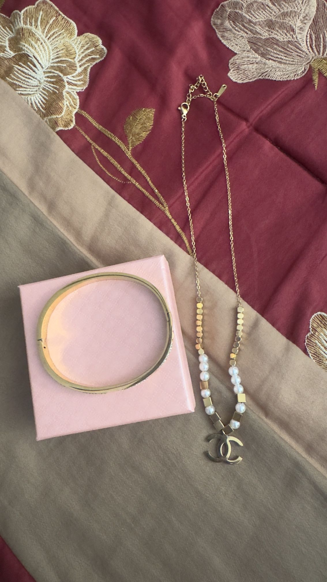 Bangle bracelet and necklace