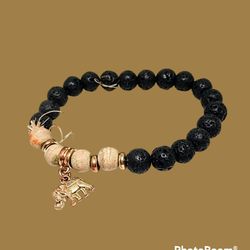 Lava Rock Elephant Bracelet 