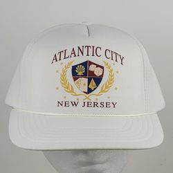 Vintage Atlantic City New Jersey Trucker Hat Cap Snapback Casino All Foam White