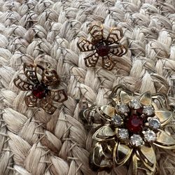 Vintage Pin And Earrings Set