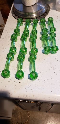 Vintage depression green double pulls knobs handles