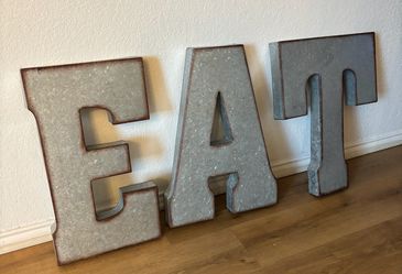 Wall Decor Galvanized Sign Rustic 3 Metal Letters 20.5”h