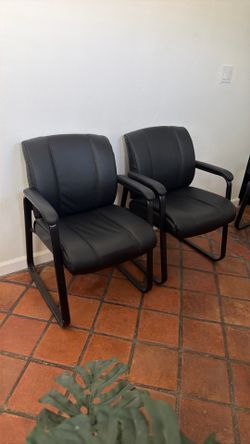 Set of 8 Black Leather Office Guest Chairs – $50 Each ($40 Each if Buying All 8)