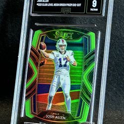 2020 Select 🔥 Josh Allen 🔥 Club Level Neon Green Prizm Die-Cut GMA 9 Mint 💎 - Buffalo Bills