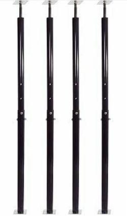 #T – Adjustable Floor Jack Posts (4-Pack)  * Color: Black * Adjustable Height: 4’8”–8’4” * Heavy-Duty Steel Construction * Set of 4  Price: $140 / Set