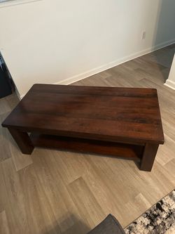 Dark Wood Coffee Table with Lower Shelf